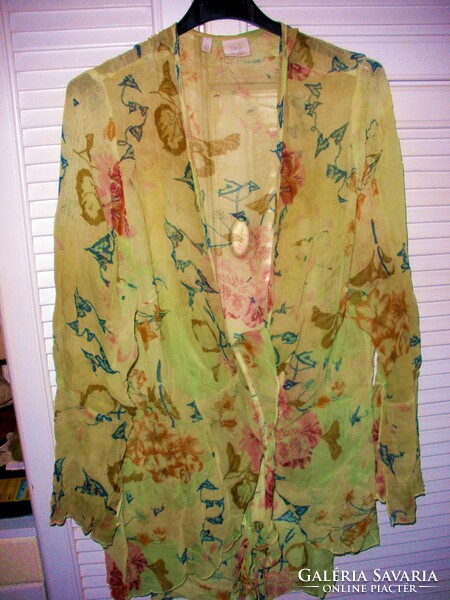 100% Silk lime green swing cardigan or blouse alba moda