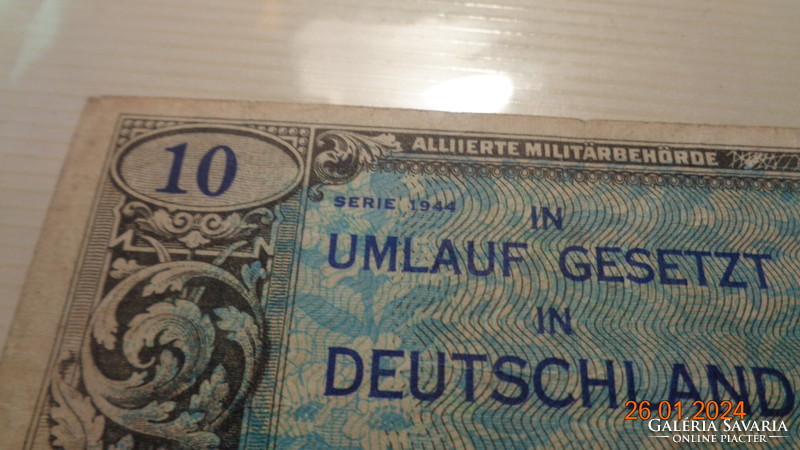 10 Mark  1944 . II. vh végén Szövetségi katonai valuta . német átmeneti pénz