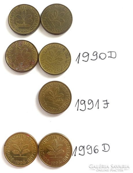 12 db NSZK 5 Pfennig 1950-1996  német Nyugat- Németország