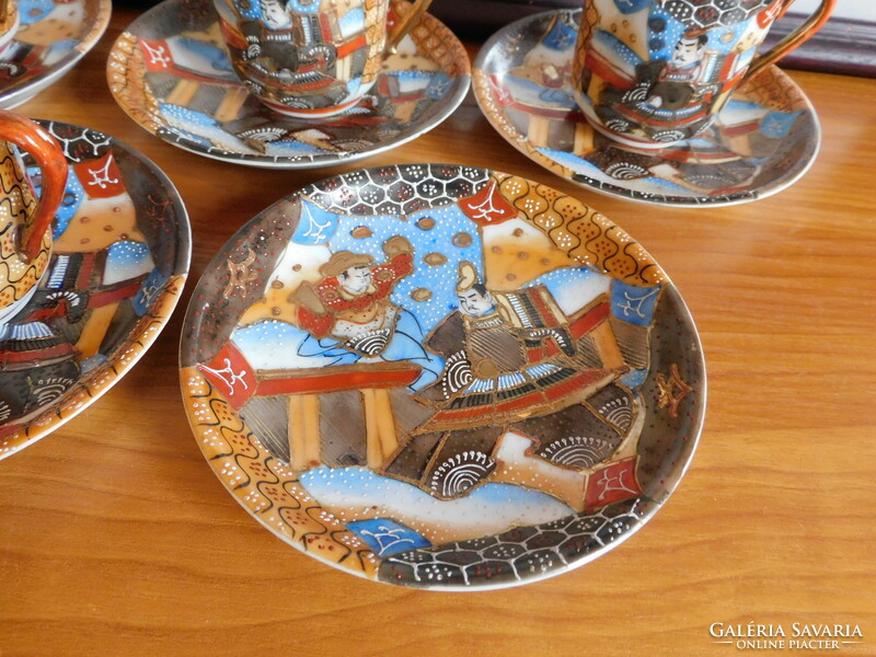 Japanese satsuma hand painted coffee/mocha sets - 5 pieces