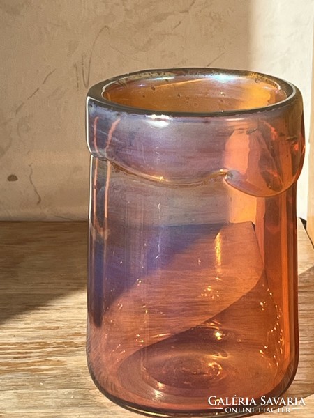 Irrizáló iparművész üveg váza  (U0020)