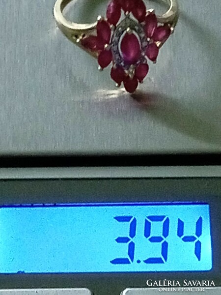 Gold ring with ruby diamond gemstone