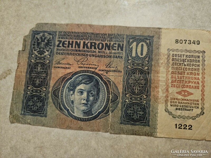 1915 10 kroner Hungary fb