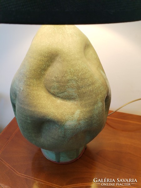 Kézműves kerámia, asztali lámpa - moha zöldben