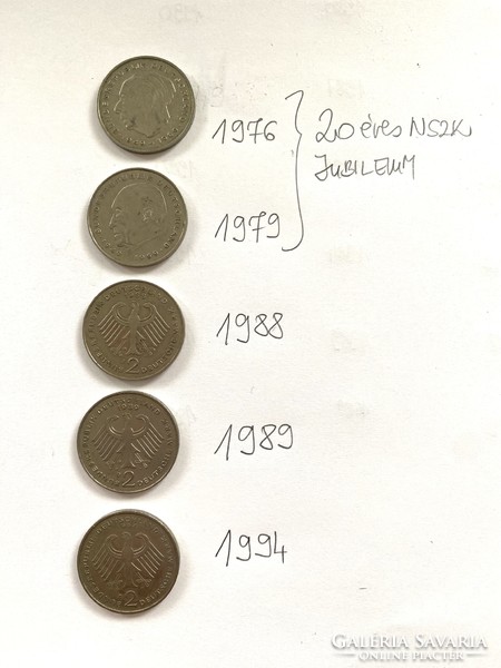 5 nszk 2 marks 2 dm 1976-1994 (2 jubilee coins) German Germany