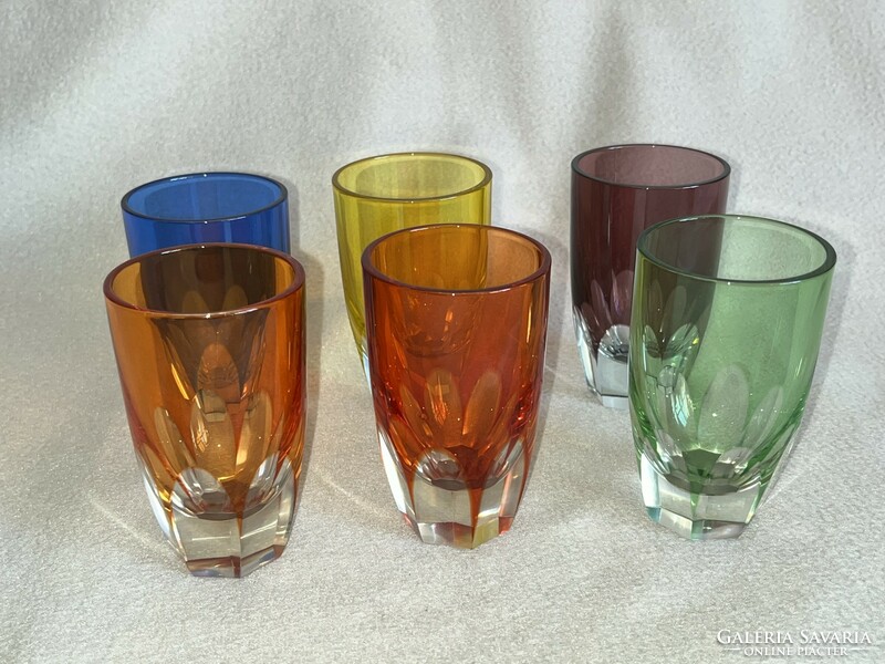Színes likőrös 6 darabos üveg pohár készlet  (U0017)