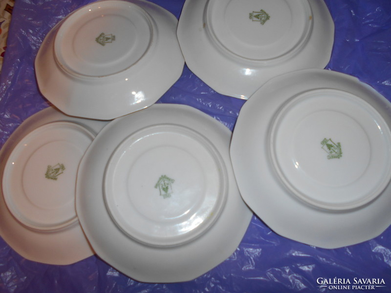 5 antique schlaggenwald porcelain plates