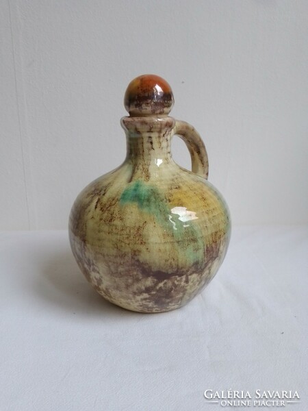 Antique old art deco colored glazed earthenware ceramic spout spout with ball stopper