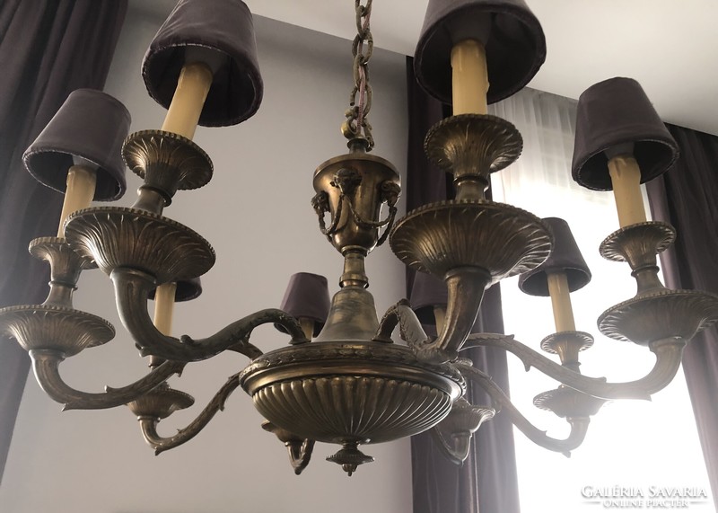 Flemish-style 8-arm copper chandelier