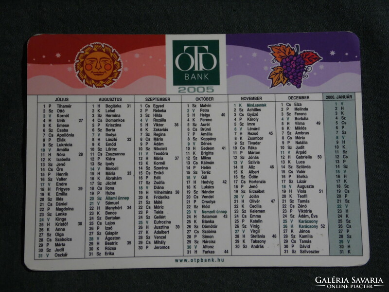 Card calendar, otp savings bank bank, name date, 2005, (6)