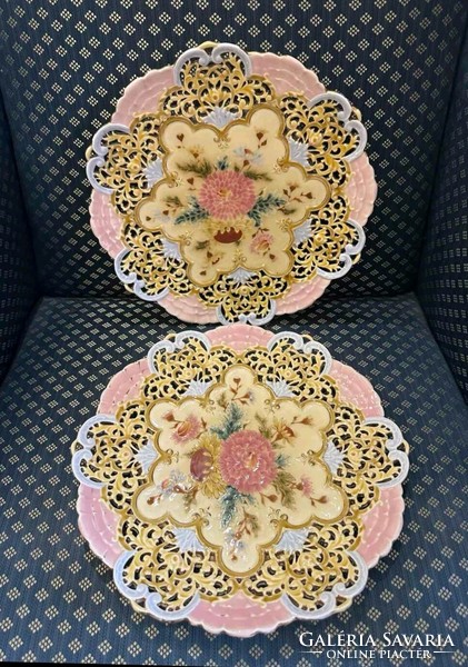 Pair of Zsolnay fabulous antique wall plates!