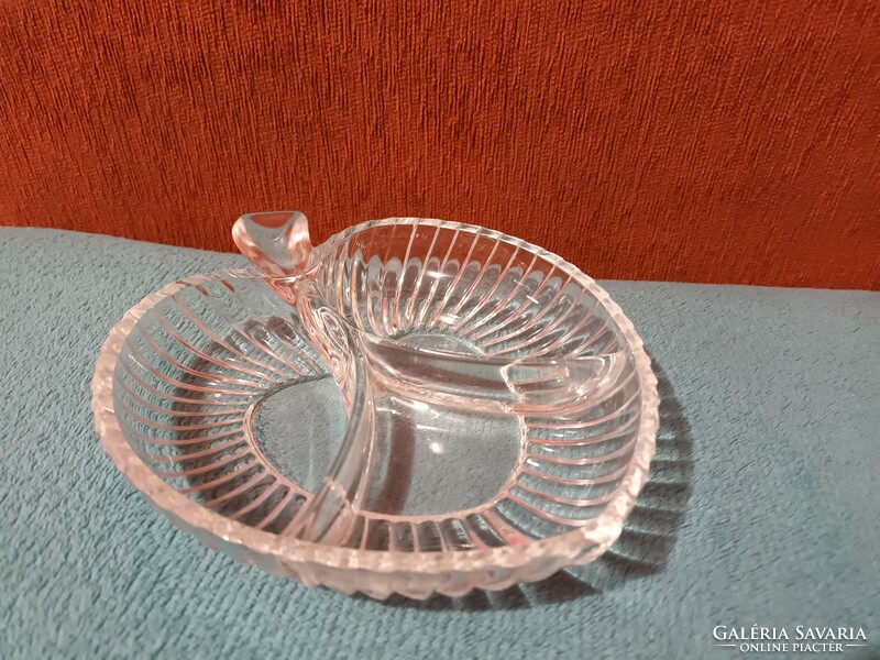 Heart/apple shaped beautiful thick split glass serving bowl