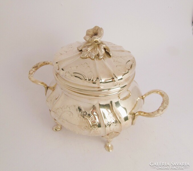 Special, antique silver sugar bowl with handles, c. 1900