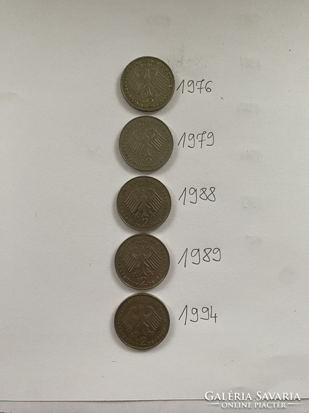 5 nszk 2 marks 2 dm 1976-1994 (2 jubilee coins) German Germany