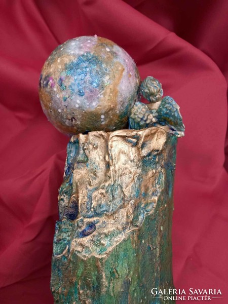 Your angel's planet. Unique sculpture with eosin glaze. 40X15 cm. There is a certificate of receipt. The work of a Prima award-winning artist