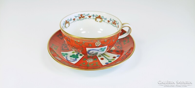 Herend Chinese siang rouge godöllő coffee mocha cup and saucer hand-painted porcelain (b159)