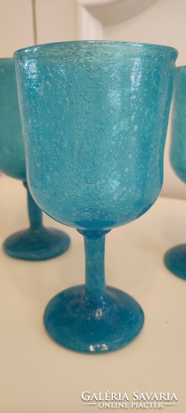 Ritkaság! Olasz 1930-as, Seguso által készített Murano Pulegoso poharak pohár buborékos üveg