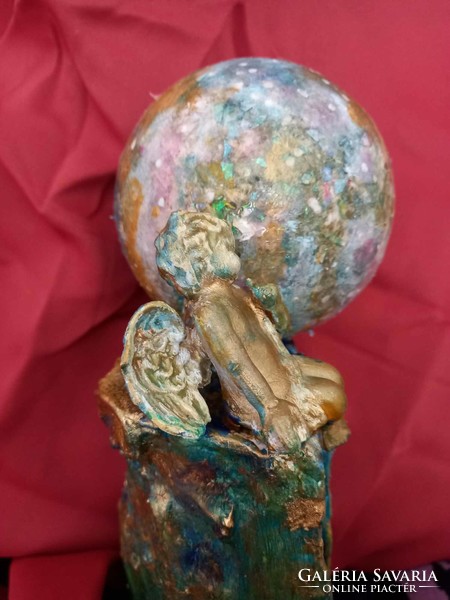 Your angel's planet. Unique sculpture with eosin glaze. 40X15 cm. There is a certificate of receipt. The work of a Prima award-winning artist