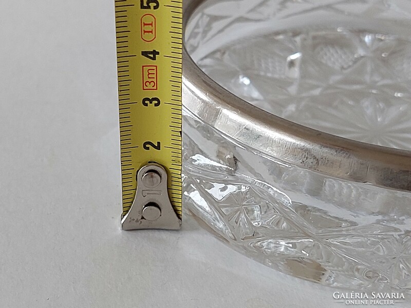 Old lead crystal bowl with metal rim