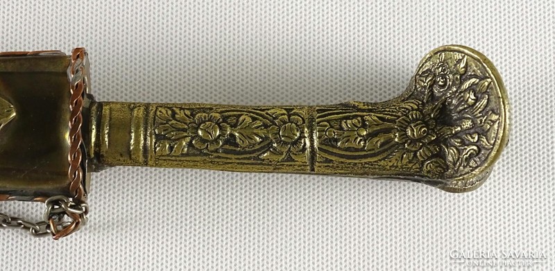 1P727 Díszes rézveretes kőberakásos indiai kard díszkard tokjában 58 cm