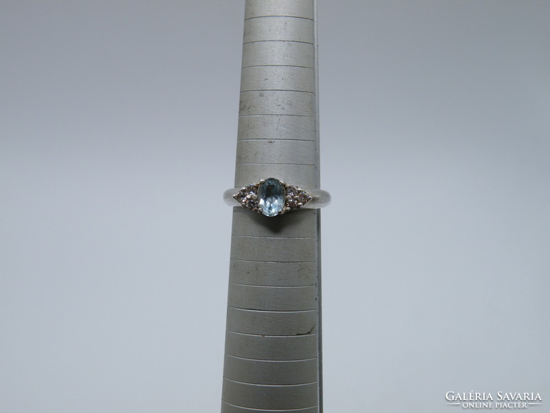 UK0176 Kék köves ezüst 925 gyűrű méret 56 1/2