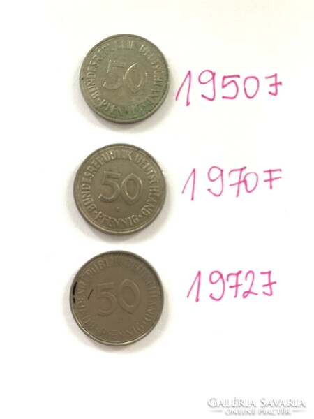 Mindegyik más év! 6 db NSZK 50 Pfennig 1950-1989  német Németország