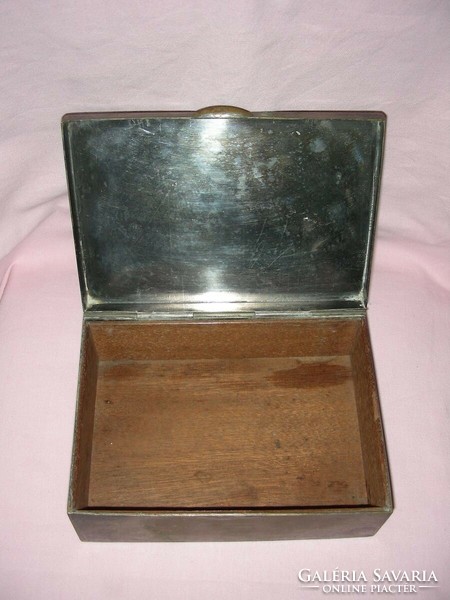 Antique silver-plated copper box with braid pattern