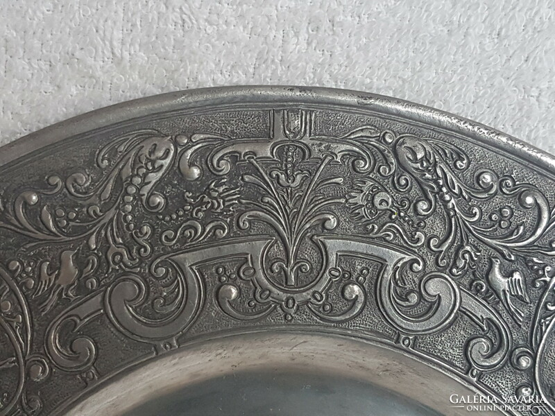 Old embossed decorative wall pewter plate decorative plate