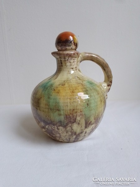 Antique old art deco colored glazed earthenware ceramic spout spout with ball stopper
