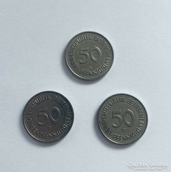 Mindegyik 1990! 3 db NSZK 50 Pfennig 1990  német Németország