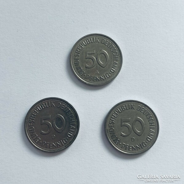 All 1990! 3 Pieces of nsk 50 pfennig 1990 German Germany