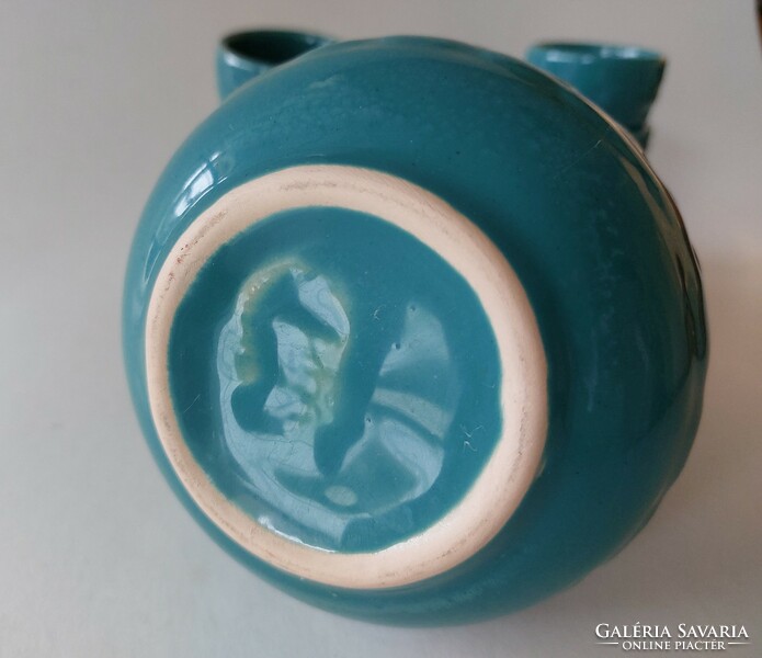 Retro ceramic drinking set turquoise pouring glass 7 pcs