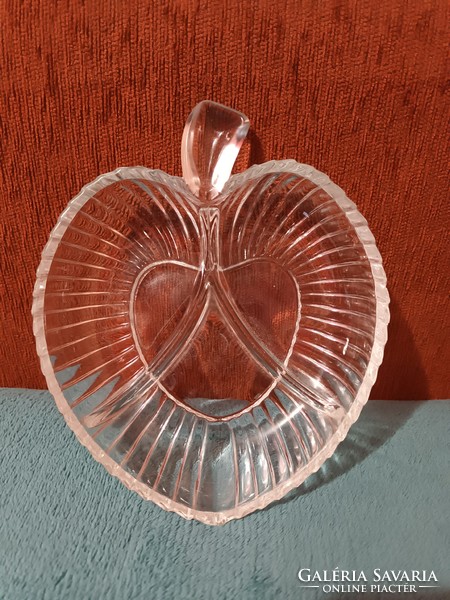Szív/Alma alakú gyönyörű vastag osztott üveg kínáló tál