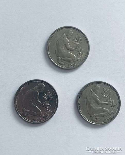 Mindegyik 1990! 3 db NSZK 50 Pfennig 1990  német Németország