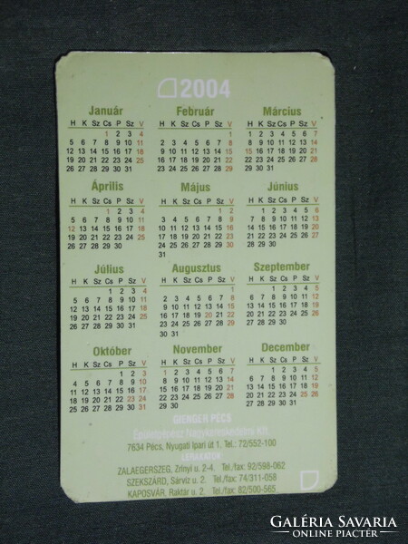 Card calendar, smaller size, gienger building engineer bathroom salon store, Pécs, 2004, (6)