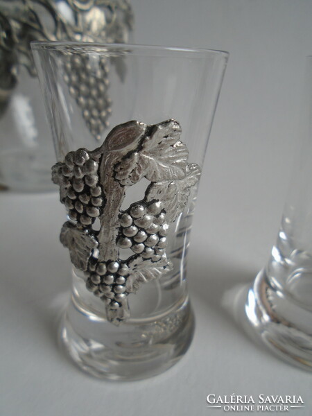 2 pcs. New brandy glass with pewter coating.