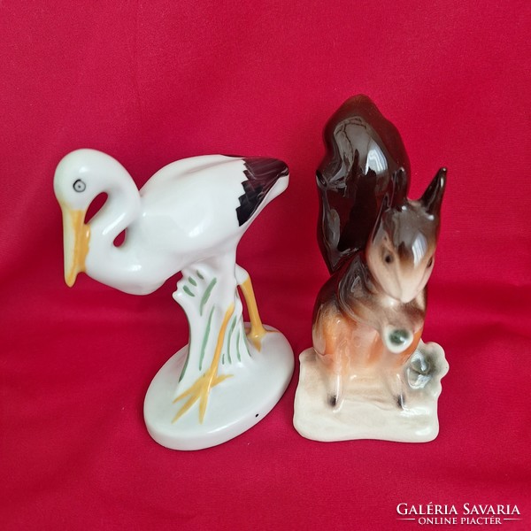 Porcelain squirrel and stork