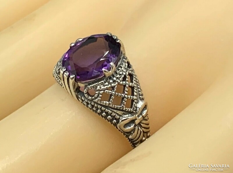 Wonderful amethyst gemstone sterling silver ring 925/ - new 54 es mèret