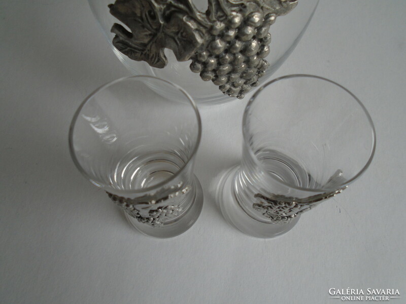 2 pcs. New brandy glass with pewter coating.