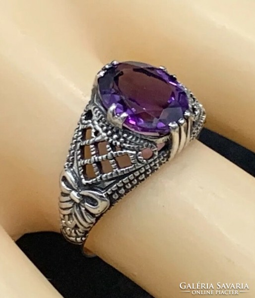 Wonderful amethyst gemstone sterling silver ring 925/ - new 54 es mèret