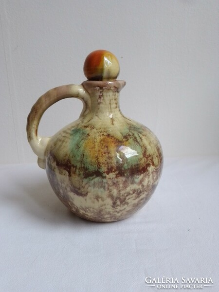 Antique old art deco colored glazed earthenware ceramic spout spout with ball stopper