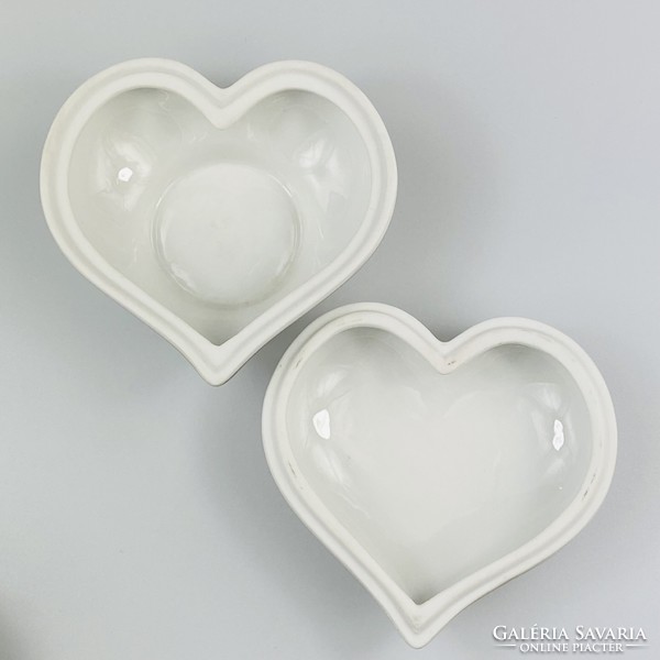 Hollóházi porcelán szív alakú bonbonier