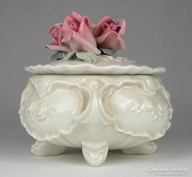 1Q342 old pink baroque ens porcelain bonbonier