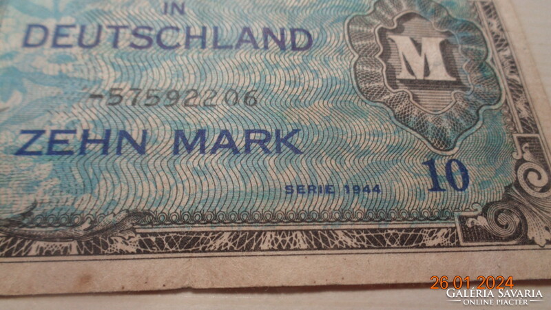 10 Mark  1944 . II. vh végén Szövetségi katonai valuta . német átmeneti pénz