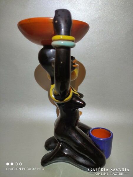 Art Deco Komlós kerámia figura dohányzó szett SÉRÜLT!
