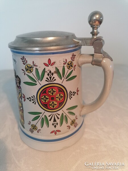 Angel band picture, German beer mug, tin top, collector's item