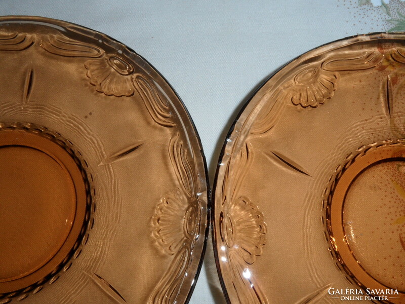 Art deco coral colored glass cake plate (6 pcs.)