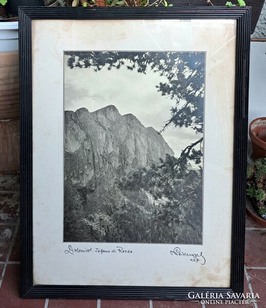 Dolomites, 1937 (photo) old photo in original frame - Alps, Italy, mountain landscape