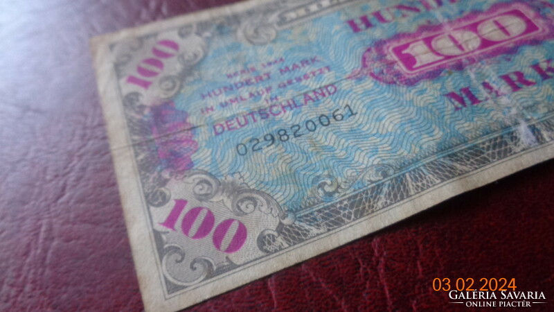 100 Marks 1944. II. Federal military currency at the end of Vh. German transitional money