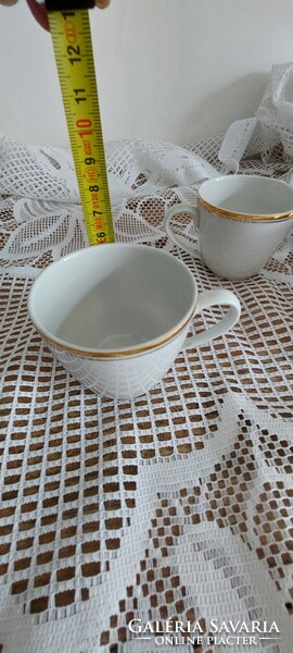 Antik Hollóházi porcelán kávés, mokkás 4 darabos készlet + 2 db mini tej - tejszín kiöntő